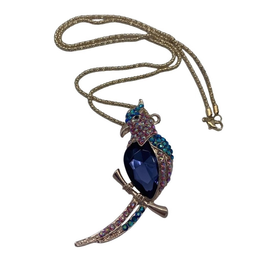 New purple & blue parrot fashion pendant necklace - Picture 4 of 8